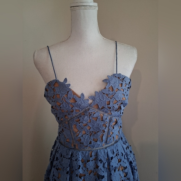 Self-Portrait Azalea Lace Dress in Baby Blue Size 0 - Picture 11 of 13